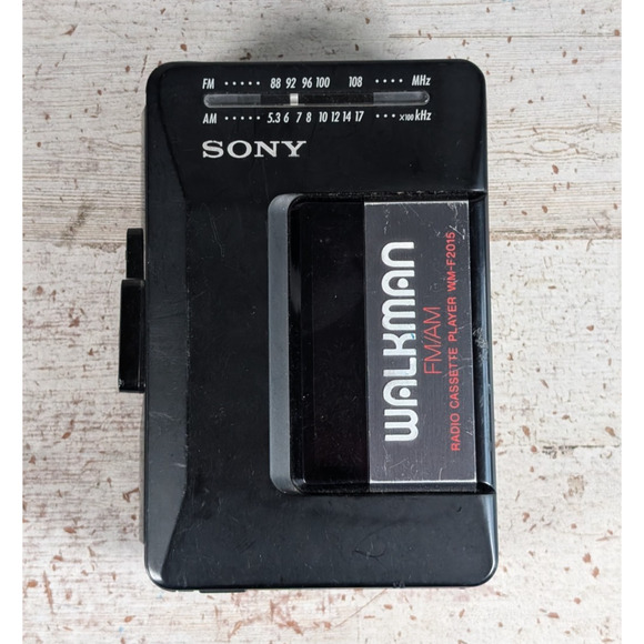 Sony Walkman FM/AM Cassette Player Radio WM-F2015 Black PARTS/REPAIR - Picture 1 of 14
